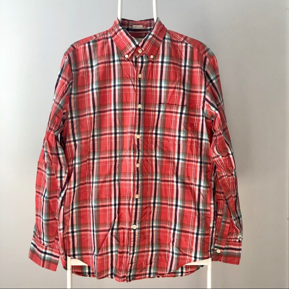 JCrew Secret Wash Tailored Fit Shirt - Red Plaid
